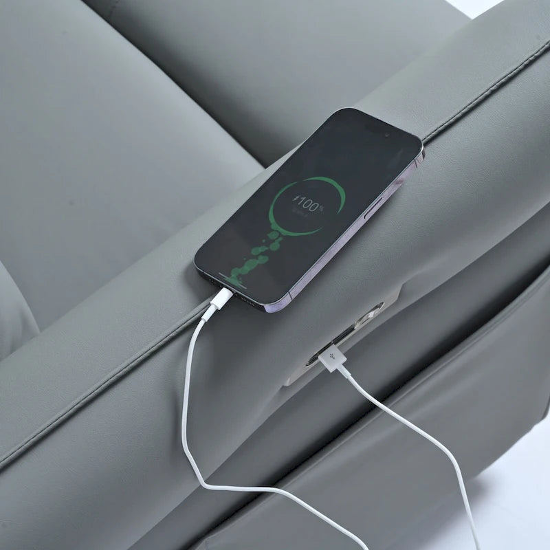 Poltrona reclinabile girevole a dondolo Power 270 con porte USB, piccole poltrone reclinabili elettriche in PU per piccoli spazi
