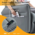 Poltrona reclinabile girevole a dondolo Power 270 con porte USB, piccole poltrone reclinabili elettriche in PU per piccoli spazi