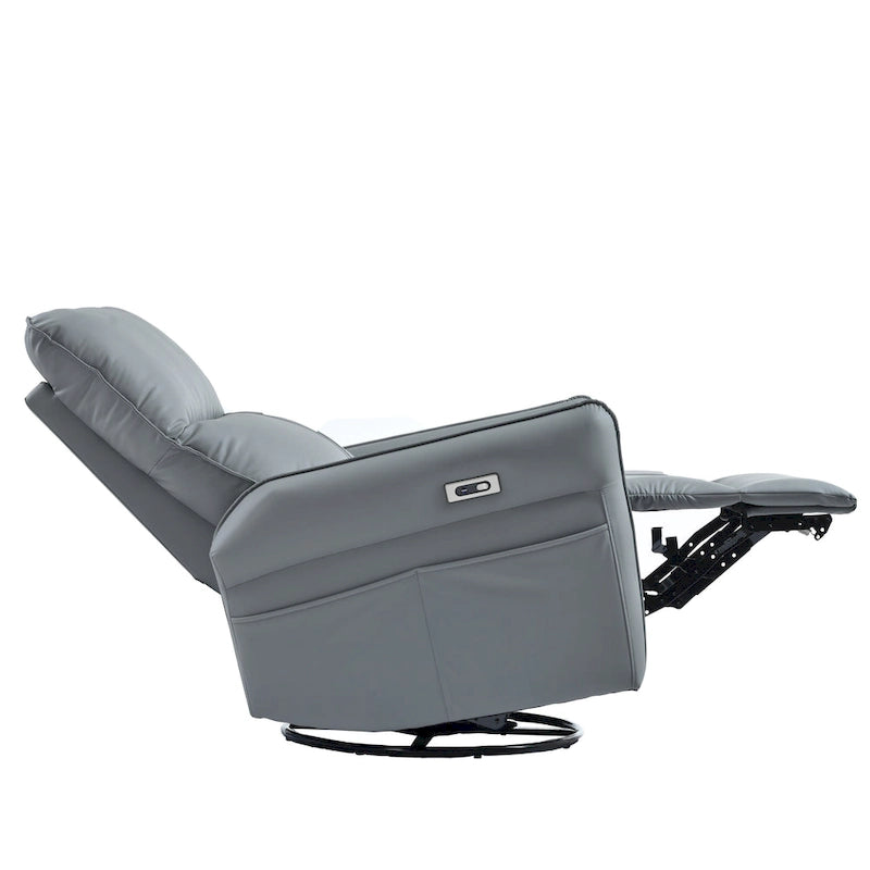 Poltrona reclinabile girevole a dondolo Power 270 con porte USB, piccole poltrone reclinabili elettriche in PU per piccoli spazi