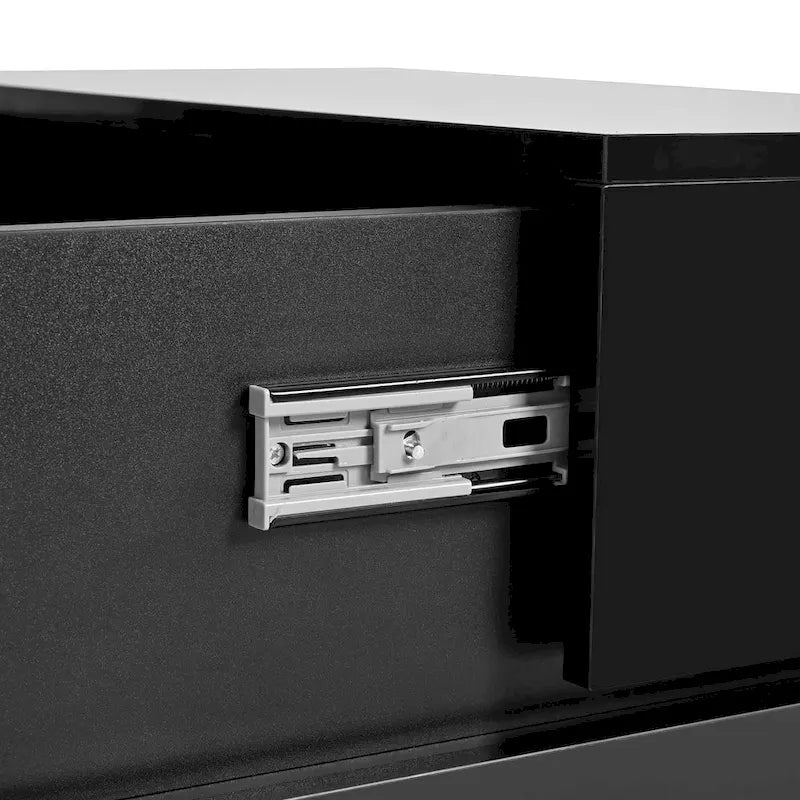 Tavolino quadrato con piano scorrevole e contenitore nascosto