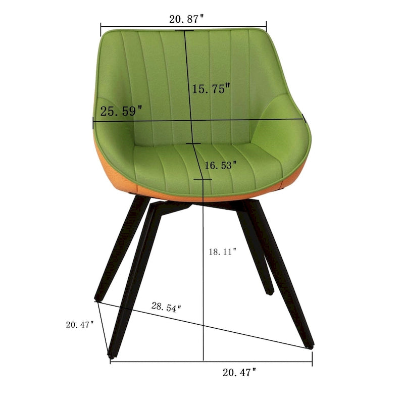 Set di 2 sedie da pranzo con gambe in metallo