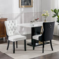 Set di 2 sedie da pranzo con schienale alto, sedie da cucina in pelle PU imbottita con maniglia posteriore e gambe in legno