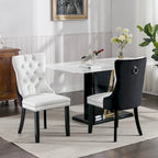 Set di 2 sedie da pranzo con schienale alto, sedie da cucina in pelle PU imbottita con maniglia posteriore e gambe in legno