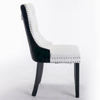 Set di 2 sedie da pranzo con schienale alto, sedie da cucina in pelle PU imbottita con maniglia posteriore e gambe in legno