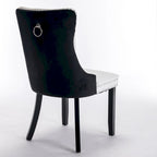 Set di 2 sedie da pranzo con schienale alto, sedie da cucina in pelle PU imbottita con maniglia posteriore e gambe in legno