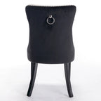 Set di 2 sedie da pranzo con schienale alto, sedie da cucina in pelle PU imbottita con maniglia posteriore e gambe in legno