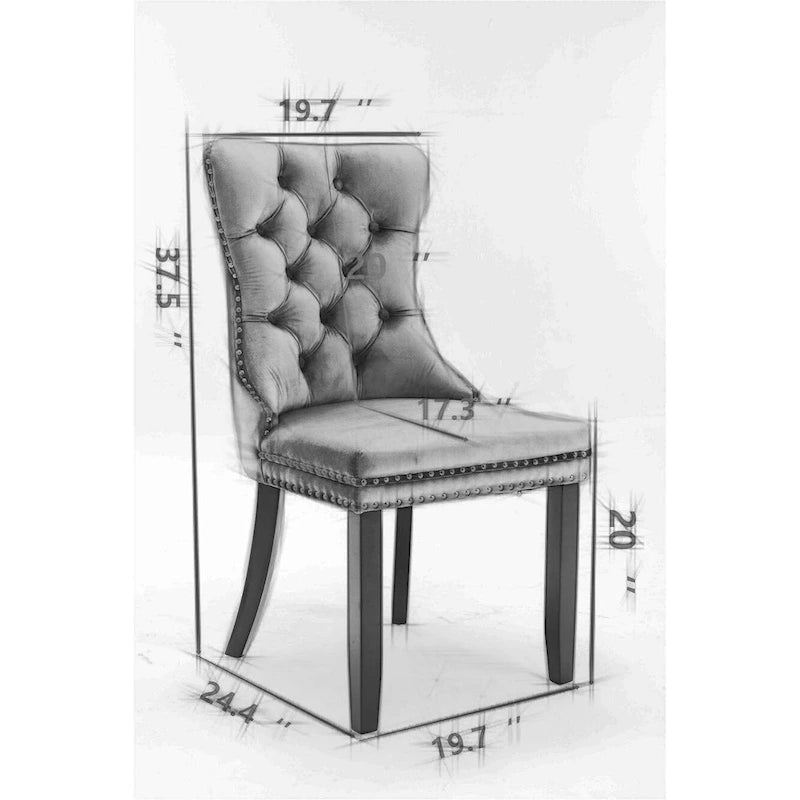 Set di 2 sedie da pranzo con schienale alto, sedie da cucina in pelle PU imbottita con maniglia posteriore e gambe in legno