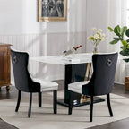 Set di 2 sedie da pranzo con schienale alto, sedie da cucina in pelle PU imbottita con maniglia posteriore e gambe in legno