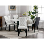 Set di 2 sedie da pranzo con schienale alto, sedie da cucina in pelle PU imbottita con maniglia posteriore e gambe in legno