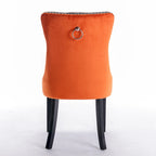 Set di 2 sedie da pranzo con schienale alto, sedie da cucina in pelle PU imbottita con maniglia posteriore e gambe in legno