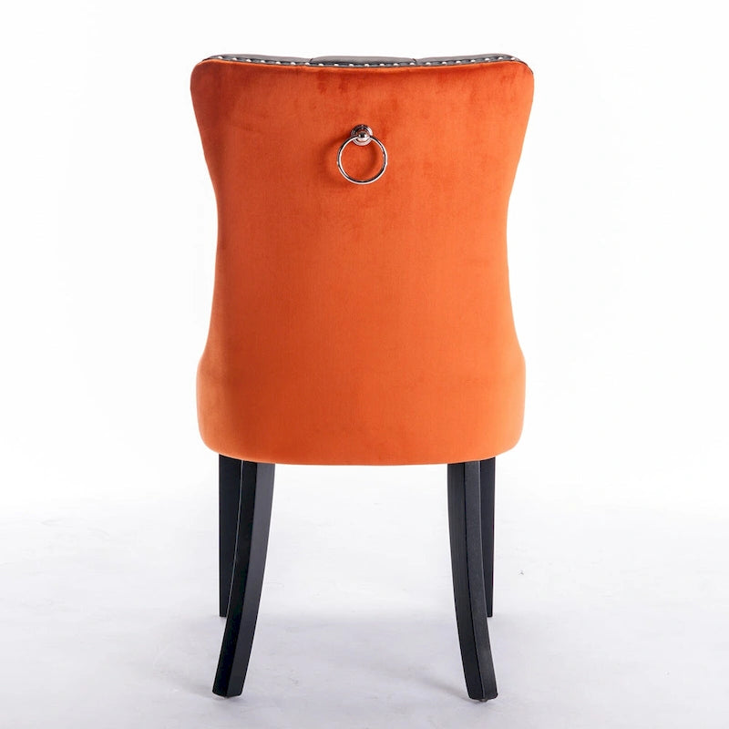 Set di 2 sedie da pranzo con schienale alto, sedie da cucina in pelle PU imbottita con maniglia posteriore e gambe in legno