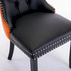 Set di 2 sedie da pranzo con schienale alto, sedie da cucina in pelle PU imbottita con maniglia posteriore e gambe in legno
