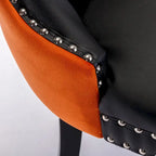 Set di 2 sedie da pranzo con schienale alto, sedie da cucina in pelle PU imbottita con maniglia posteriore e gambe in legno