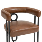 Set di 2 sedie da pranzo contemporanee in PU, sedia a botte con gambe in metallo nero opaco e cuscino rotondo ispessito