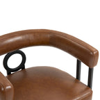 Set di 2 sedie da pranzo contemporanee in PU, sedia a botte con gambe in metallo nero opaco e cuscino rotondo ispessito