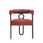 Set di 2 sedie da pranzo contemporanee in PU, sedia a botte con gambe in metallo nero opaco e cuscino rotondo ispessito