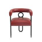 Set di 2 sedie da pranzo contemporanee in PU, sedia a botte con gambe in metallo nero opaco e cuscino rotondo ispessito