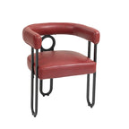 Set di 2 sedie da pranzo contemporanee in PU, sedia a botte con gambe in metallo nero opaco e cuscino rotondo ispessito
