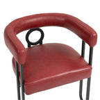 Set di 2 sedie da pranzo contemporanee in PU, sedia a botte con gambe in metallo nero opaco e cuscino rotondo ispessito