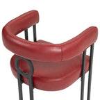 Set di 2 sedie da pranzo contemporanee in PU, sedia a botte con gambe in metallo nero opaco e cuscino rotondo ispessito