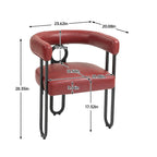 Set di 2 sedie da pranzo contemporanee in PU, sedia a botte con gambe in metallo nero opaco e cuscino rotondo ispessito