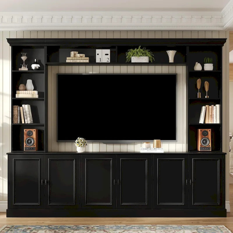 Mobile porta TV Mid-Century da 97,4W con librerie, ripiano regolabile e ponte - Centro di intrattenimento per TV fino a 70 pollici