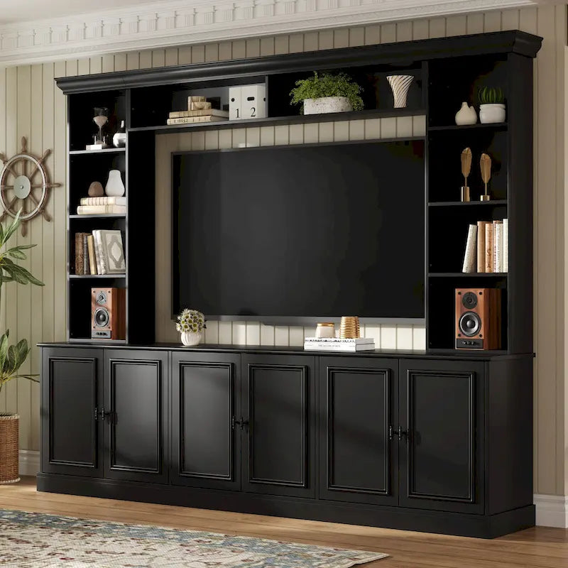 Mobile porta TV Mid-Century da 97,4W con librerie, ripiano regolabile e ponte - Centro di intrattenimento per TV fino a 70 pollici