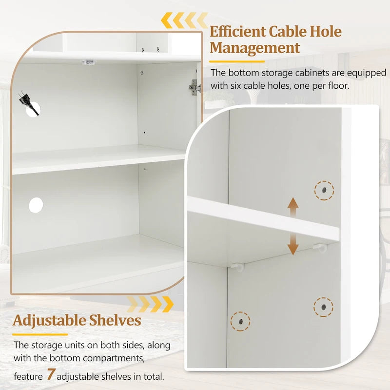 Mobile porta TV Mid-Century da 97,4W con librerie, ripiano regolabile e ponte - Centro di intrattenimento per TV fino a 70 pollici