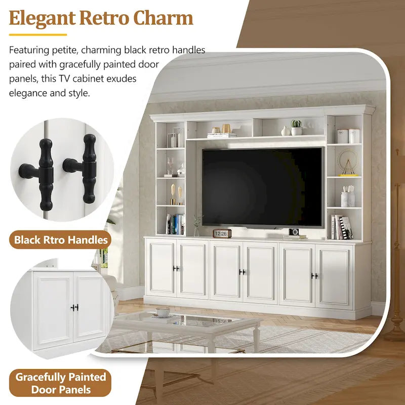 Mobile porta TV Mid-Century da 97,4W con librerie, ripiano regolabile e ponte - Centro di intrattenimento per TV fino a 70 pollici