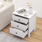 Comodino in legno a 3 cassetti con ampio piano e guide in metallo