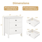 Comodino in legno a 3 cassetti con ampio piano e guide in metallo