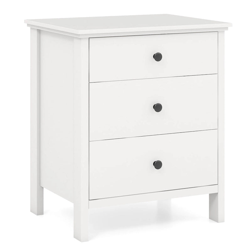 Comodino in legno a 3 cassetti con ampio piano e guide in metallo