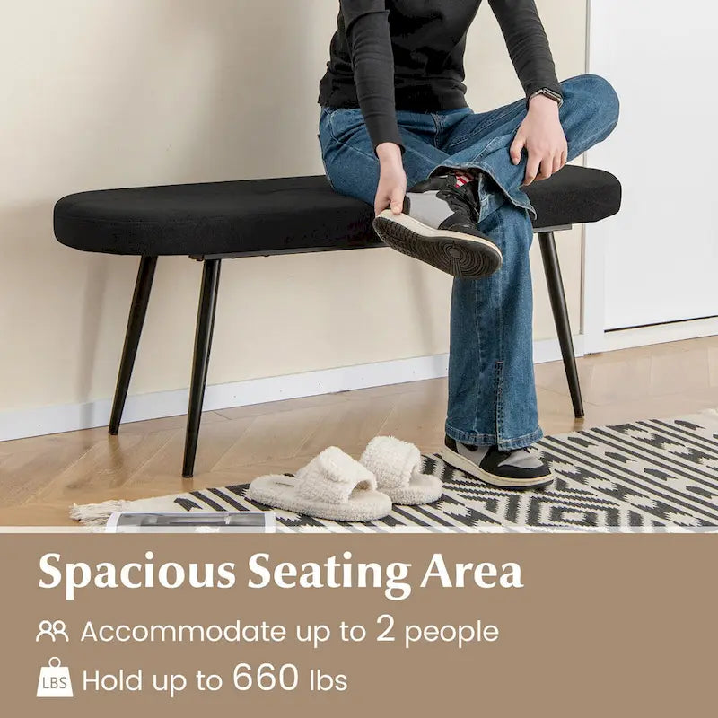 Panca da ingresso imbottita da 47 pollici con seduta imbottita e telaio in metallo resistente