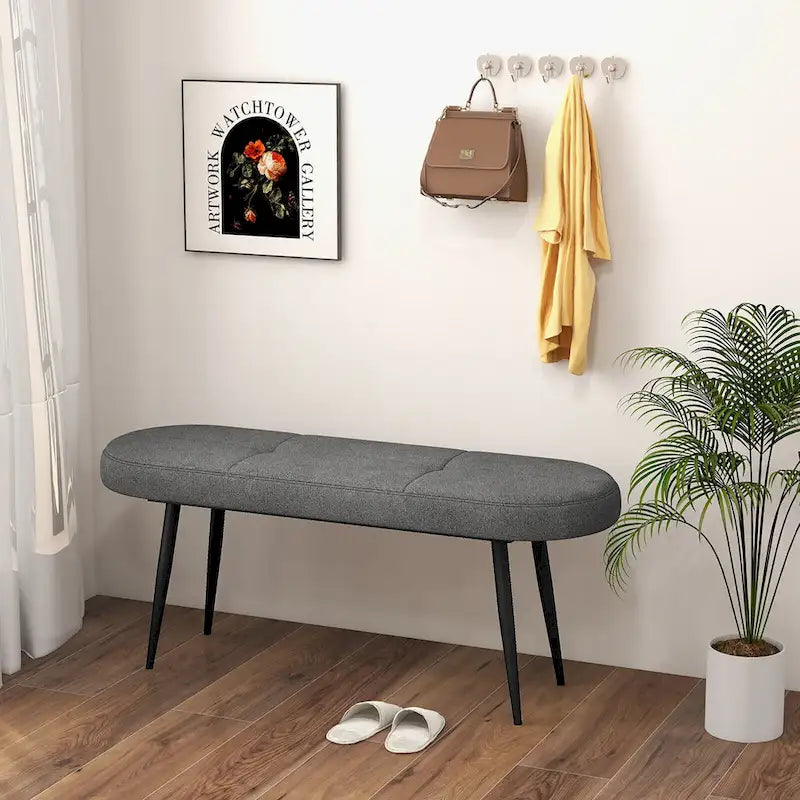Panca da ingresso imbottita da 47 pollici con seduta imbottita e telaio in metallo resistente