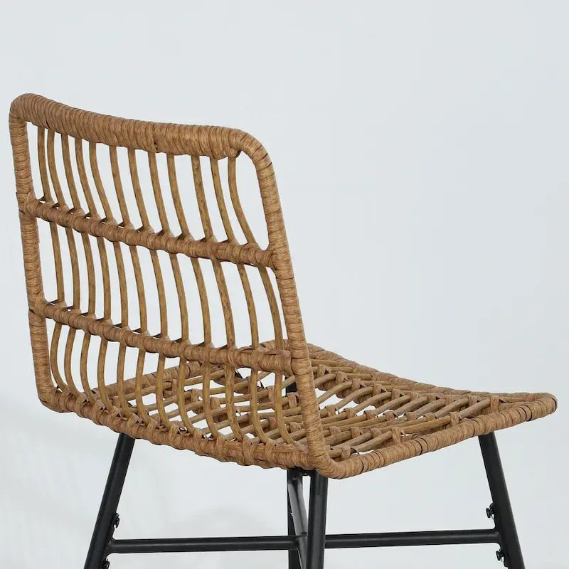 Sgabelli da bar in rattan da 66 cm (altezza bancone) con schienale, set da 2 – Nero