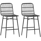 Sgabelli da bar in rattan da 66 cm (altezza bancone) con schienale, set da 2 – Nero