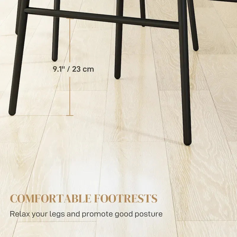 Sgabelli da bar in rattan da 66 cm (altezza bancone) con schienale, set da 2 – Nero