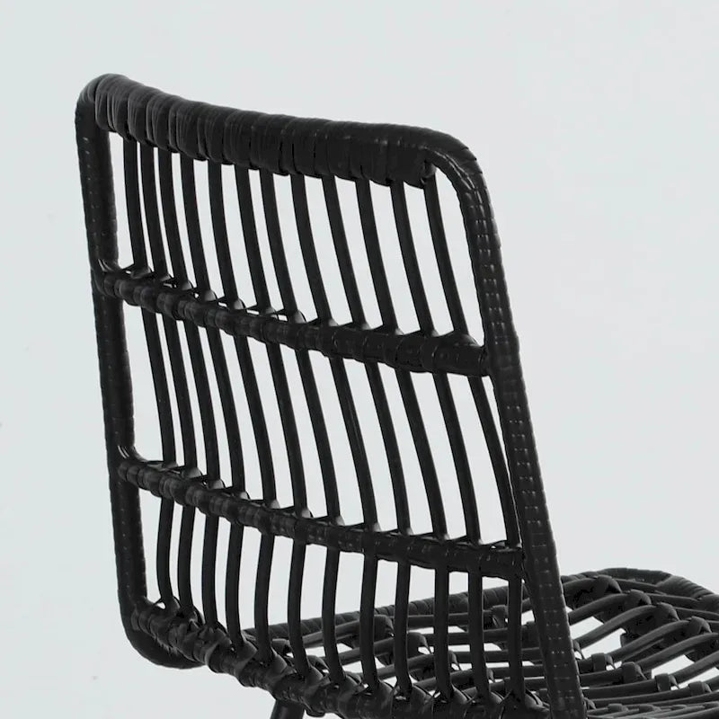 Sgabelli da bar in rattan da 66 cm (altezza bancone) con schienale, set da 2 – Nero