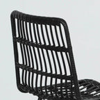 Sgabelli da bar in rattan da 66 cm (altezza bancone) con schienale, set da 2 – Nero