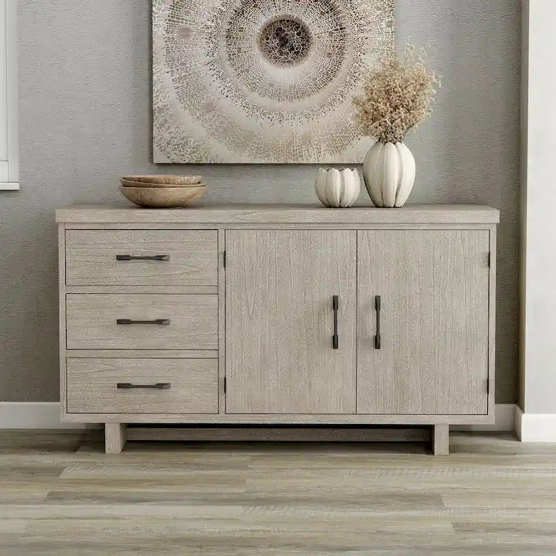 Credenza in Legno Massello Stile Fattoria Moderna, 150 cm, Naturale
