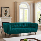 Divano Chesterfield moderno di metà secolo con rivestimento in velluto capitonné
