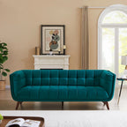 Divano Chesterfield moderno di metà secolo con rivestimento in velluto capitonné