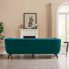 Divano Chesterfield moderno di metà secolo con rivestimento in velluto capitonné