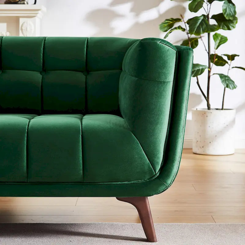 Divano Chesterfield moderno di metà secolo con rivestimento in velluto capitonné