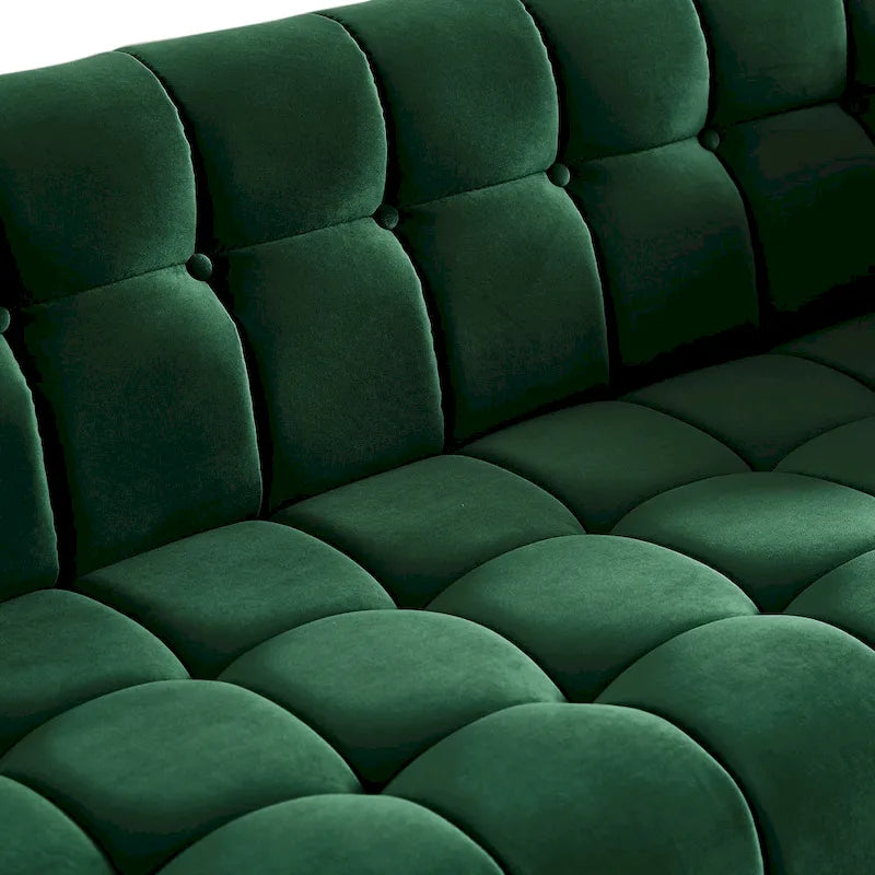 Divano Chesterfield moderno di metà secolo con rivestimento in velluto capitonné