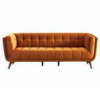 Divano Chesterfield moderno di metà secolo con rivestimento in velluto capitonné