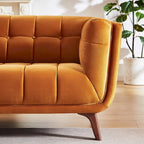Divano Chesterfield moderno di metà secolo con rivestimento in velluto capitonné