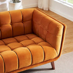 Divano Chesterfield moderno di metà secolo con rivestimento in velluto capitonné