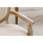 Set di 2 sedie da pranzo in stile country francese, poltrona imbottita in lino con struttura in legno di gomma
