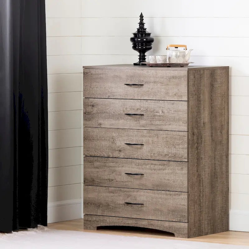 Comodino moderno a 5 cassetti con finitura laminata